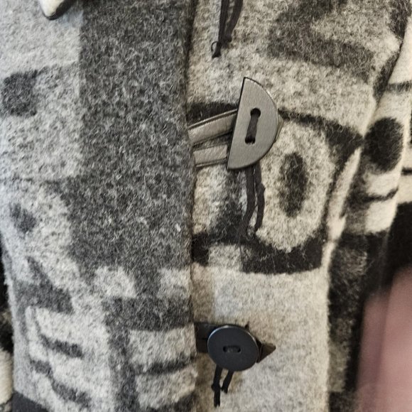 Womens Sz Medium Gray Wool‎ Blend Jacket Poland Lagenlook Patchwork Mixed Print - Picture 12 of 14